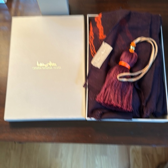 INDIA HICKS Bundle: Junkanoo Tassel + Beetle 🪲 Scarf in Aubergine/Orange - Picture 3 of 7